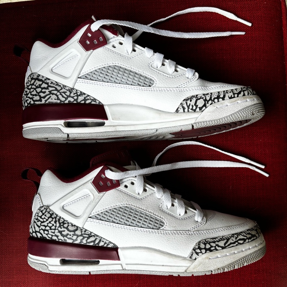 Air Jordan White and Maroon Sneakers